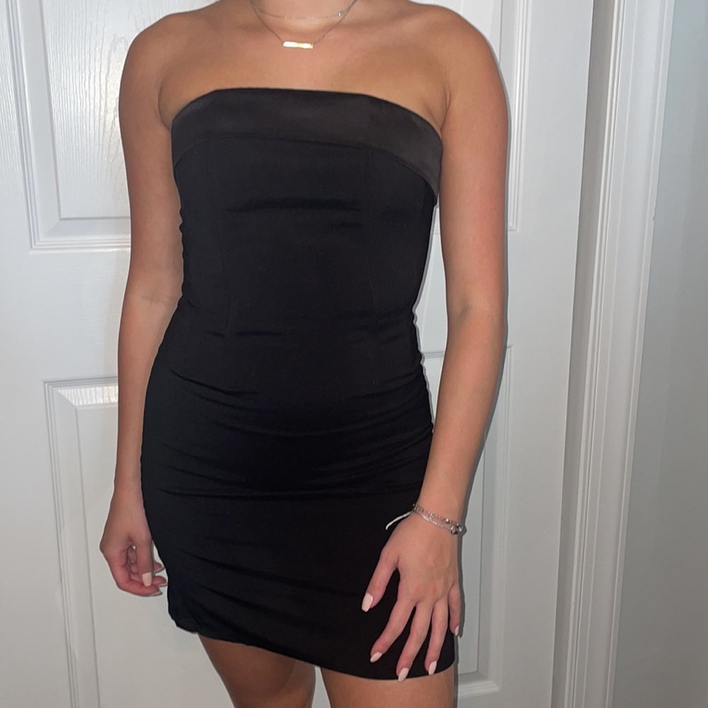 Corset top black mini dress